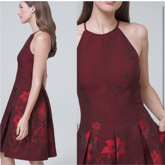 WHBM NWOT Floral Jacquard Fit and Flare Dress - Picture 2 of 6